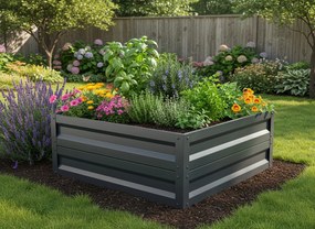 Vyvýšený záhon LEGI 0,65 × 1 m, pozinkovaný oceľový rám, výška 40 cm, antracit