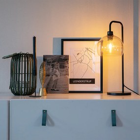 Moderná stolová lampa čierna s dymovým tienidlom - Maly