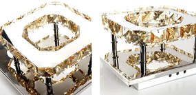 Toolight - Krištáľová hranatá stropná lampa Glamour 8W, teplé svetlo, APP405-C, chrómová, OSW-65003
