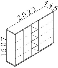 Vysoká skriňa Creator 202,2 x 44,5 x 150,7 cm, biela / antracit