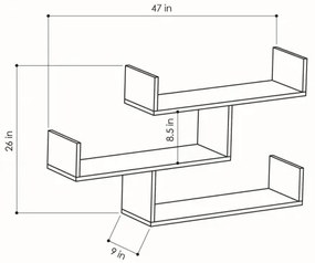 Nástenná polica TIBET 67x120 cm antracit