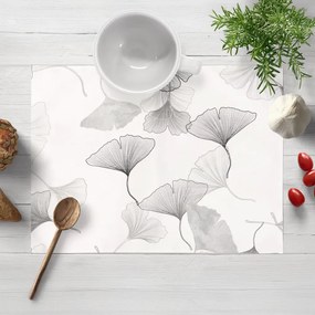 Biante Bavlnené prestieranie na stôl Sandra SA-512 Sivo-biele ginkgo listy na bielom 35x45 cm