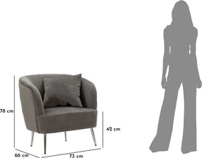 Sivé zamatové kreslo Silvery – Mauro Ferretti