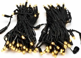 DECOLED Svetelná reťaz Easy Fix LED 20 m vonkajšia, teplá biela, 120 diód, čierny kábel IP67, 2×10 m, predĺženie