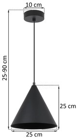 Závesné svietidlo Soho, 1x čierne kovové tienidlo, (fi 25cm)