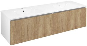 Sapho Sapho, LOREA skrinka s dvojumývadlom 161x46x51,5cm (80+80cm), dub alabama/biela matná, LE080-2231-02
