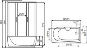 Novoterm Hydromasážny box NV-Mona 151x91