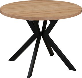 Jedálenský rozkladací stôl, dub svetlý/čierna, 100-250x75,5 cm, LUKOS