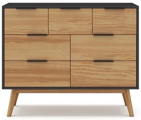 Čierna/prírodná nízka komoda z borovicového dreva 120x83 cm Lavis – Marckeric