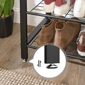 Vešiakový stojan na kabáty s lavicou na topánky, predsieňová stena, greige