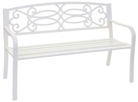 Záhradná lavička HWC-F44, 2-miestna oceľ s práškovým nástrekom - biela