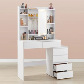 Toaletní stolek s LED osvětlením a taburetem Vasagle Ginny 98 cm bílý