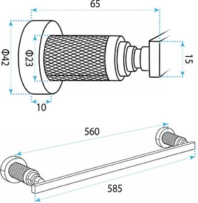 Rea Rivo, kúpeľňový vešiak na uterák 60 cm, 81301, zlatá matná, REA-98057