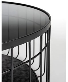 Čierny okrúhly konferenčný stolík so sklenenou doskou 80x80 cm Lance – White Label