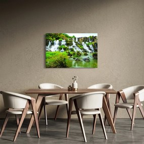 Obraz - vodopády so zeleňou (90x60 cm)