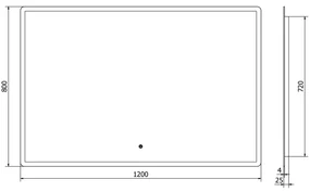 Mexen Navia, LED kúpeľňové zrkadlo s podsvietením 120 x 80 cm, 6000K, ochrana proti zahmlievaniu, 9803-120-080-611-00