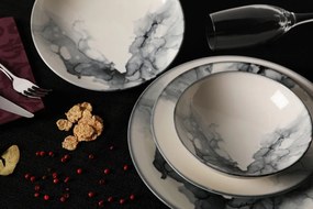 Porcelánová jídelní sada 24 ks talířů Shadow bílá/černá