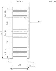 Erga Basic, vykurovacie teleso 800x600 mm, 370 W, čierna, ERG-LAV-BASIC-8060-BK