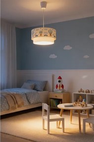 Brilagi-LED Detský luster na lanku BOBO 1xE27/60W/230V pr.40 cm krém./modrá/medvedík