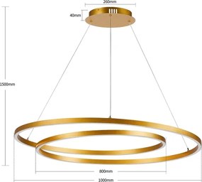 BRILAGI-LED Stmievateľný luster na lanku TWISTER LED/105W/230V 3000-6000K zlatá+DO
