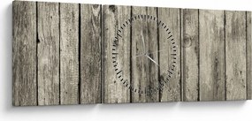 Obraz - Drevo (s hodinami) (90x30 cm)