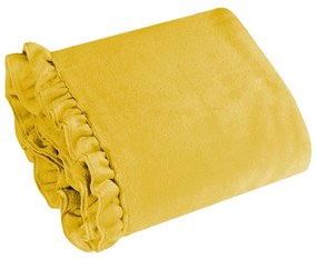 Kvalitná žltá hrejivá deka s ozdobným romantickým volánom  150 x 200 cm