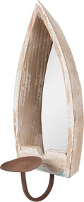 Béžový antik nástenný svietnik so zrkadlom - 15*17*36 cm