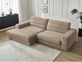 Taupe zamatová rohová pohovka (ľavý roh/s leňoškou) Sierra – Bobochic Paris