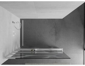 Mexen Kioto+ L, sprchová zástena Walk-In s poličkou a vešiakom 100 x 200 cm, 8mm číre sklo biely vzor, biely profil, 800-100-123-20-97