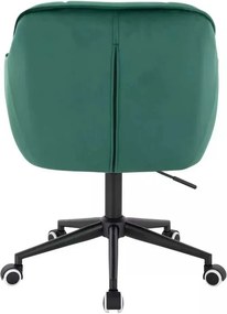 LuxuryForm DESIGN Stolička AVOLA VELUR na čiernej podstave s kolieskami - zelená