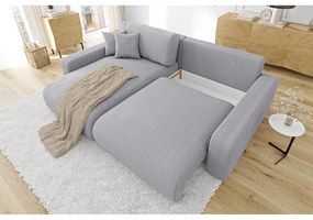 Svetlosivá menčestrová rozkladacia rohová pohovka (variabilná) Sara – Ropez