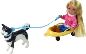 LEAN Toys Detská bábika Anlily – korčule, pes, zimné športy