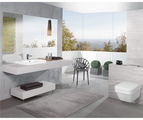 VILLEROY &amp; BOCH Architectura závesné WC s hlbokým splachovaním bez vnútorného okraja (hranatý dizajn), 370 x 530 mm, biela alpská, s povrchom CeramicPlus, 5685R0R1