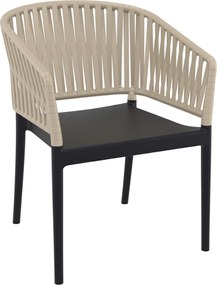 PORTOFINO záhradná stolička s podrúčkami black/taupe
