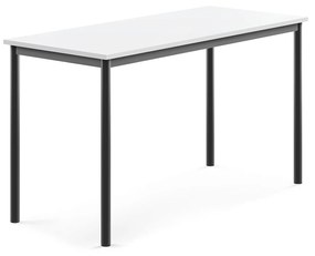 Stôl SONITUS, 1400x600x760 mm, HPL - biela, antracit