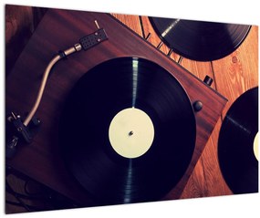 Obraz gramofónových dosiek (90x60 cm)