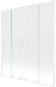 Mexen Velar L Duo, 2-krídlová posuvná vaňová zástena 150 x 150 cm, 8mm číre sklo, biela matná, 896-150-003-02-20
