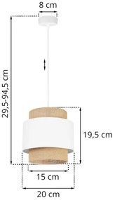 Závesné svietidlo Boho, 1x jutové/biele textilné tienidlo