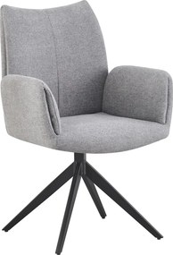 Otočná jedálenská stolička s podrúčkami Kassandra, holubia šedá tkanina