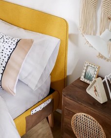Jednolôžková postel DITA 90 x 190 cm farba žltá, prevedenie polyester