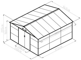 G21 záhradný domček - 340 x 382 cm, hnedý