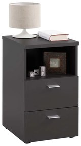 FMD Nočný stolík s 2 zásuvkami a otvorenou poličkou, čierny