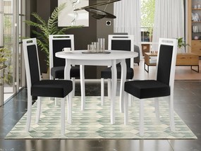 Jedálenský stôl so 4 stoličkami AL18, Morenie: biela, Poťahové látky: Kronos 7