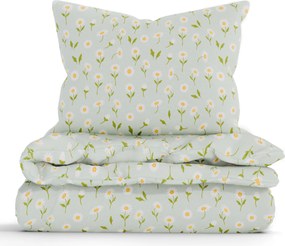 Francúzske bavlnené obliečky Renforcé - Sedmokrásky šedozelené