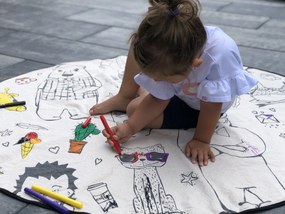 Butter Kings, TRHÁK: KOBEREC - OMAĽOVÁNKY - Happy Friends, 130x130 (priemer) kruh, biela, detská izba