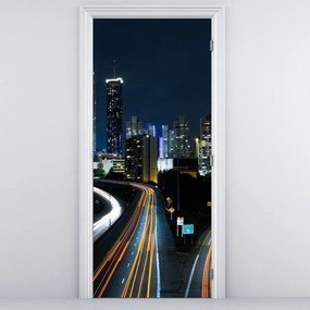 Fototapeta na dvere - Nočná metropola (95x205cm)