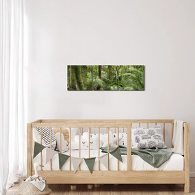 Obraz Tropický dažďový prales (s hodinami) (90x30 cm)