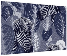 Obraz - Modré zebry (90x60 cm)