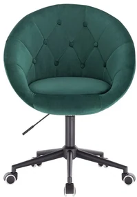 LuxuryForm DESIGN Kreslo VERA VELUR na čiernej podstave s kolieskami - zelené