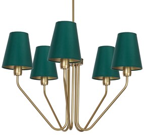 Luster Victoria, 5x zelené textilné tienidlo, g